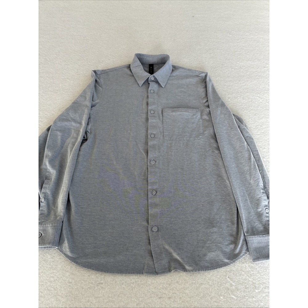 Lululemon Commission Shirt Mens Small Long Sleeve Button Down Gray Wash LM3DJOS